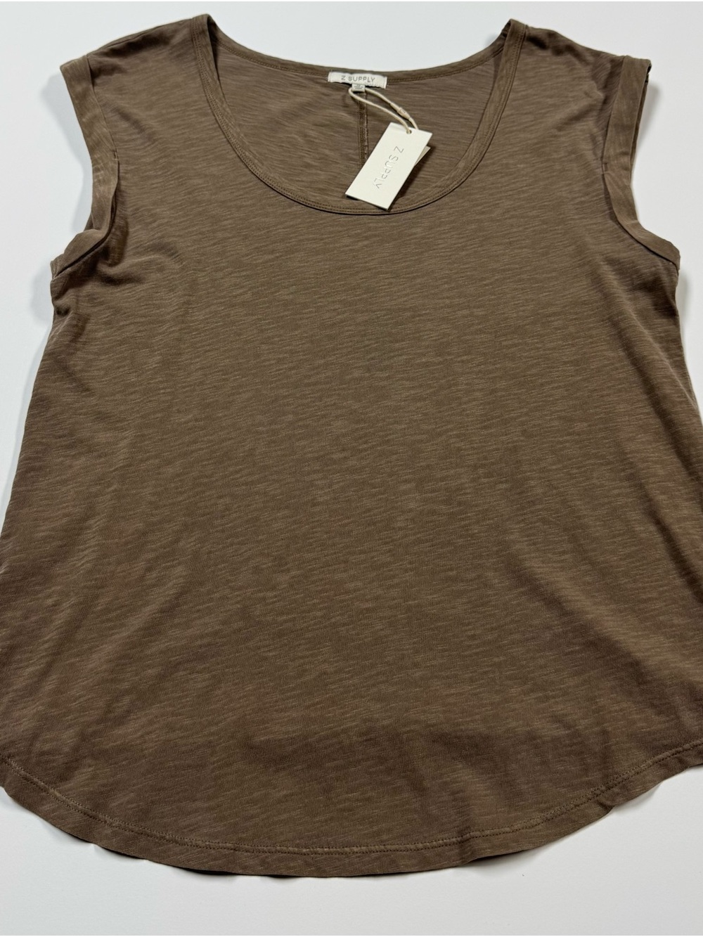 Z Supply Women's Brown Scoop Neck Short Sleeve Tee